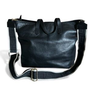 Madewell The Zip-Top Transport Tote in True Black with Crossbody Strap